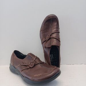 Clarks Wave Brown Leather Upper Slip-On Walking Loafers Shoe Size 8M 86564